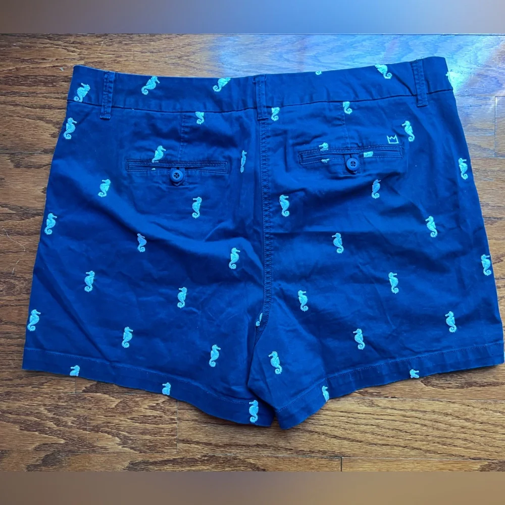 crown & ivy Navy Shorts with Teal Seahorse Embroidery - Picture 2 of 3